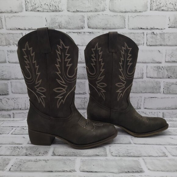 NWOB Xappeal Twain Cowgirl Western Boots Brown Faux Leather Women's 7.5 - Picture 2 of 8